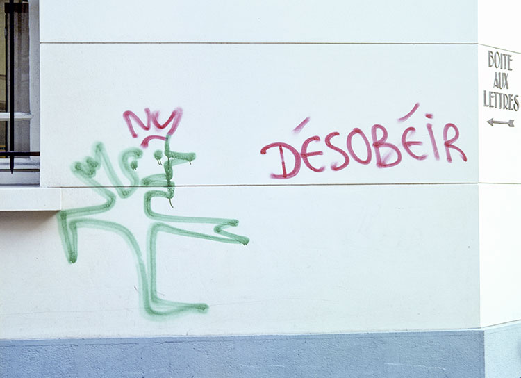 Désobéir - un graph'mur ou street art photographié par © Norbert Pousseur