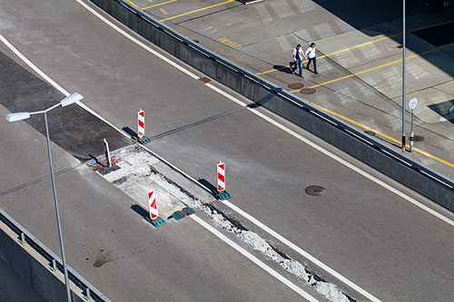 Route en construction à Zurich - © Norbert Pousseur